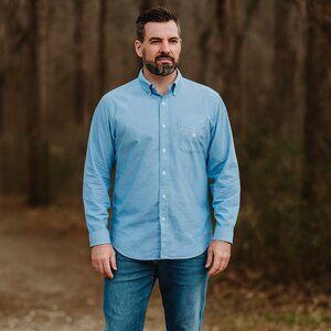 NWT Chaps Shirt Men 3XL Blue Classic Oxford Long Sleeve Button Down Western Barn